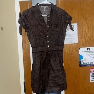BCBG women’s brown button up flattering romper